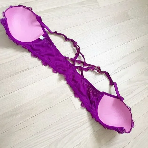 BUY 1 GET 1 FREE Victorias Secret 36d front close lace purple push up - Picture 2 of 5